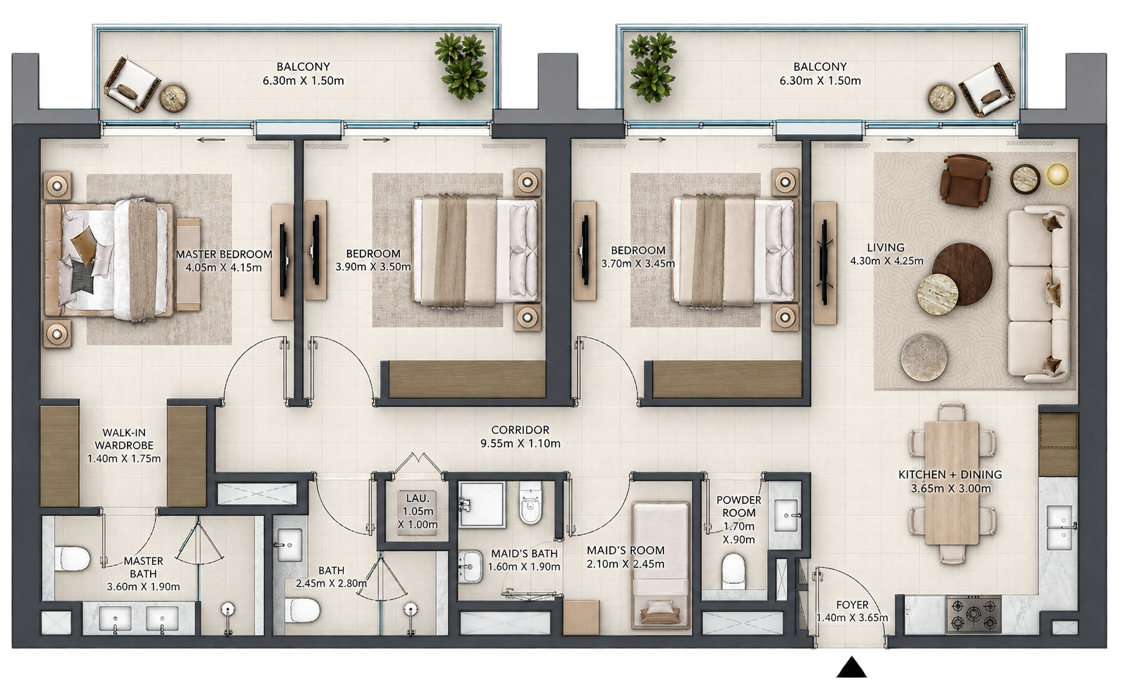 3 Bedroom floor plan
