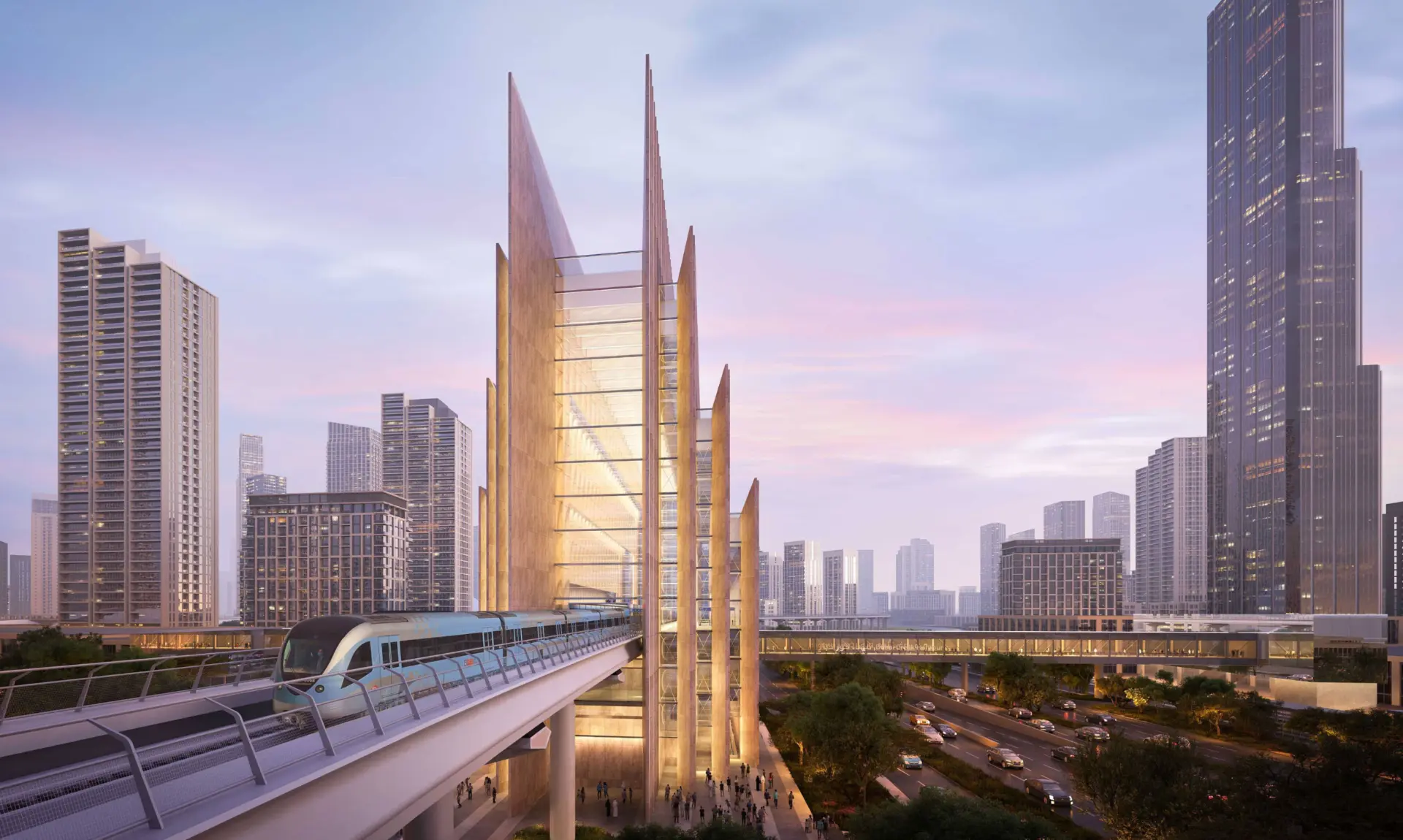 Valia at Dubai Creek Harbour — metro station and Creek connectivity rendering