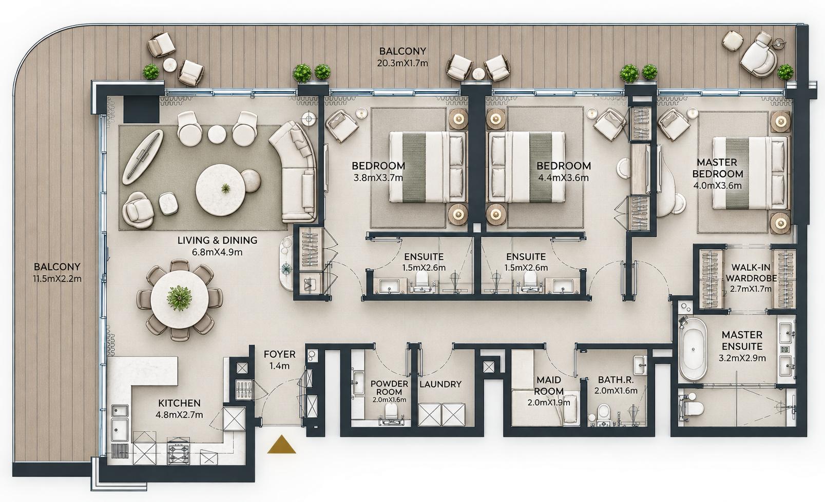 3 Bedroom floor plan