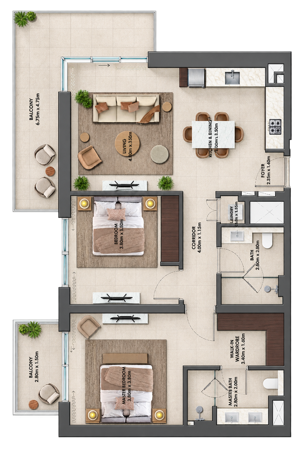 2 Bedroom floor plan