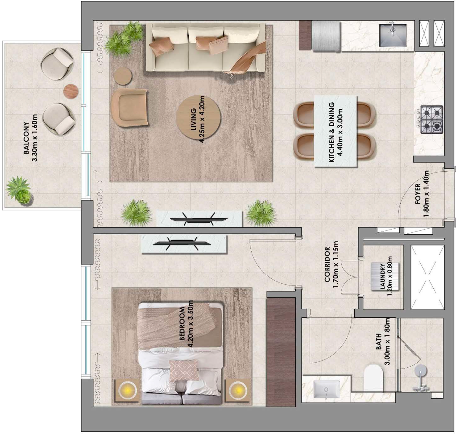 1 Bedroom floor plan