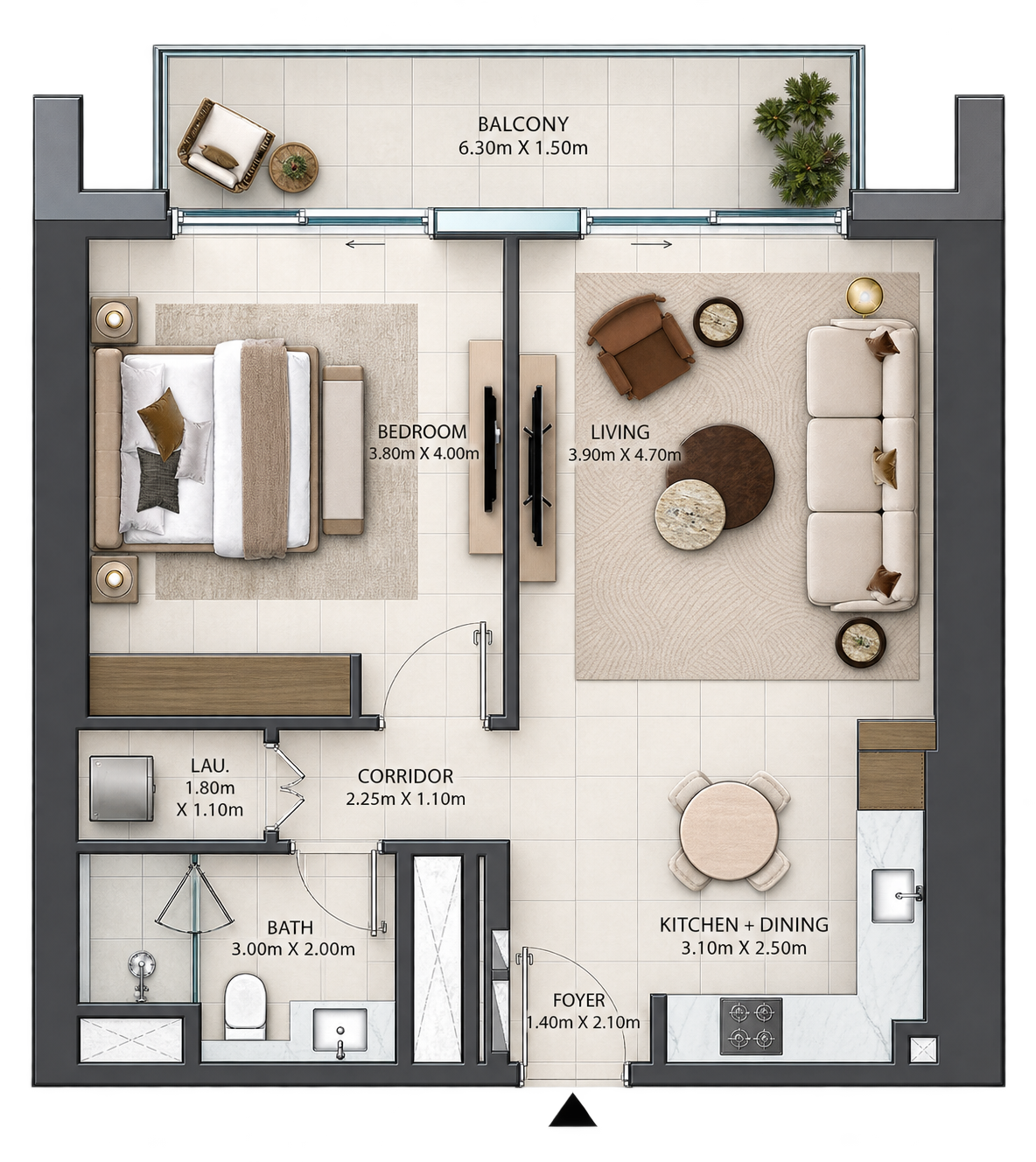 1 Bedroom floor plan